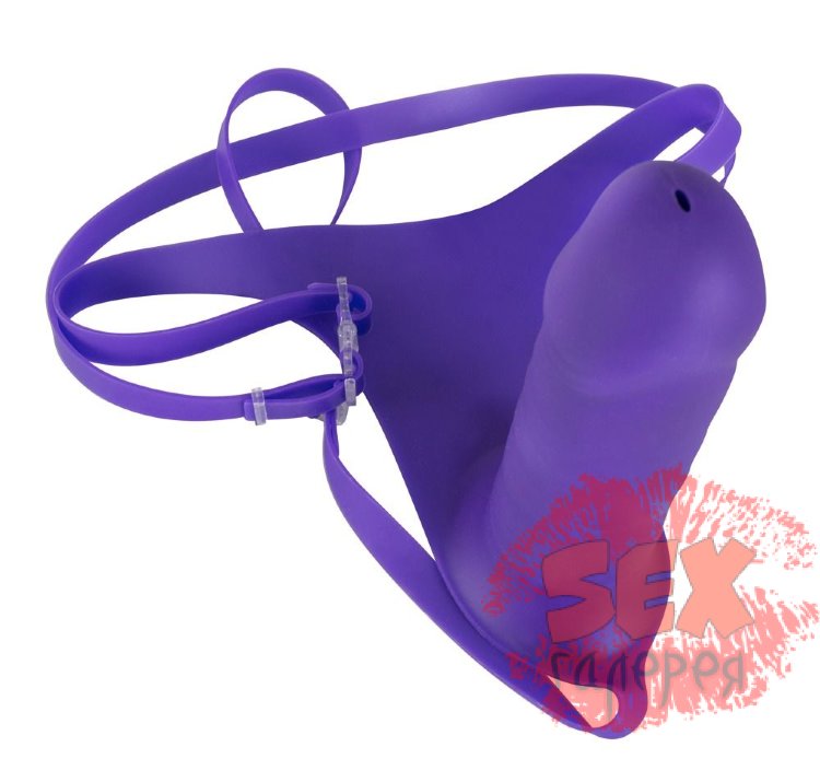 Фиолетовые трусики с фаллосом StrapOn for Lovers - 18 см.