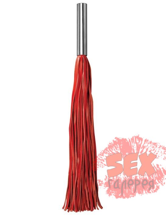 Красная плётка Leather Whip Metal Long - 49,5 см.