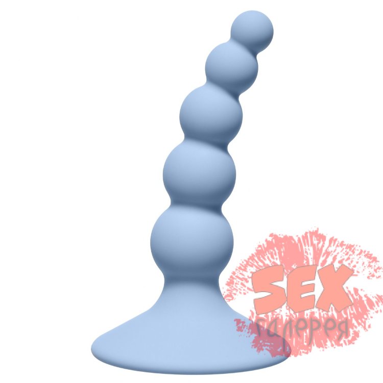 Голубая анальная пробка Ribbed Plug Blue - 10,5 см.