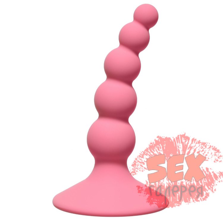 Розовая анальная пробка Ribbed Plug Pink - 10,5 см.