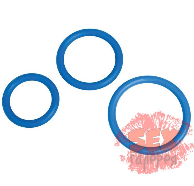 Набор из 3 синих эрекционных колец MENZSTUFF COMPLETE SET OF COCKRINGS