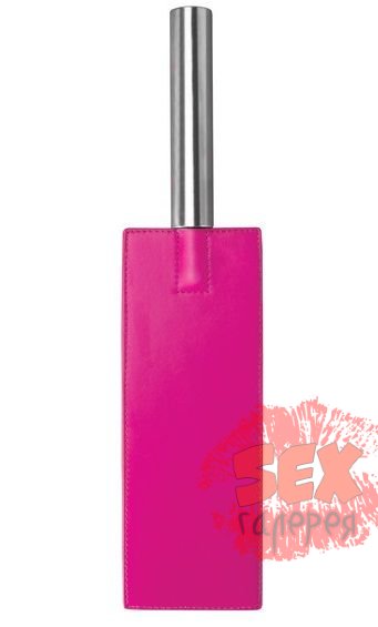 Розовая прямоугольная шлёпалка Leather Paddle - 35 см.