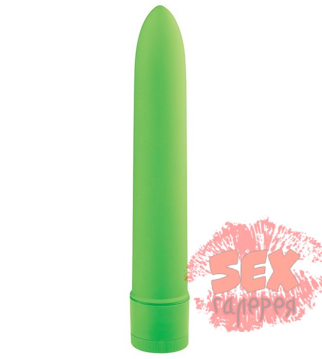 Зелёный классический вибратор BASICX MULTISPEED VIBRATOR GREEN 7INCH - 18 см.