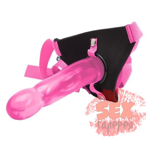 Розовый страпон Climax Strap-on Pink Ice Dong   Harness set - 17,8 см.