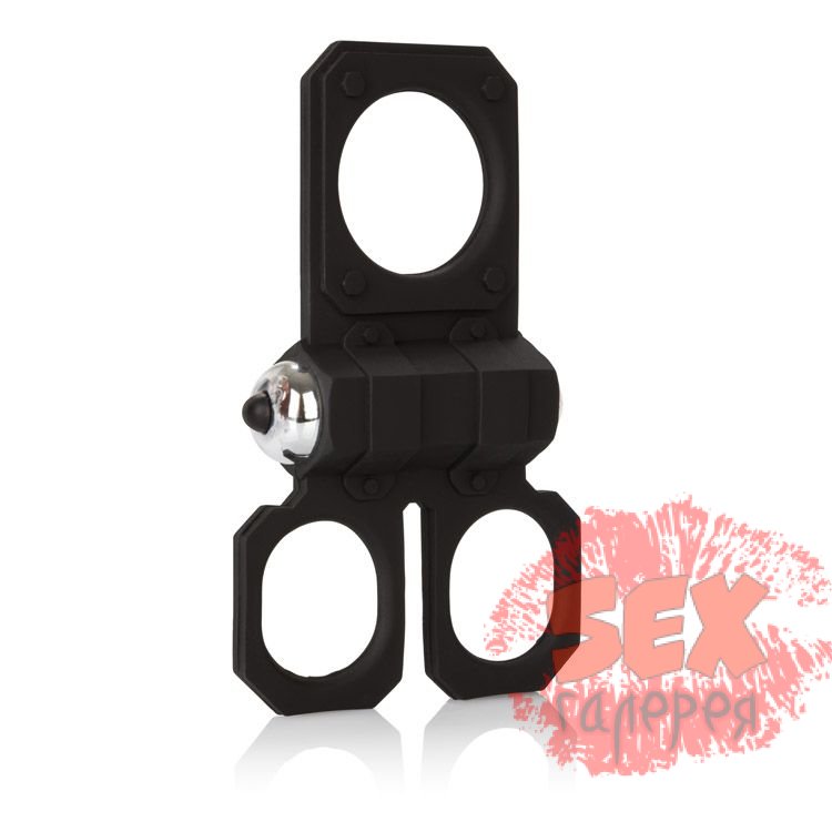 Эрекционное кольцо с вибрацией Silicone Lovers Gear Ball Spreader Enhancer с подхватами для мошонки