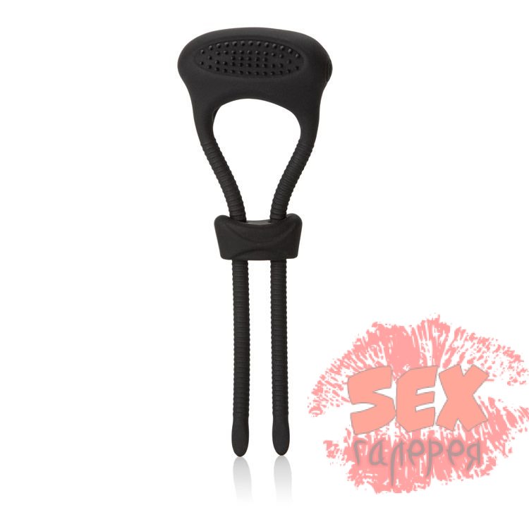 Чёрное эрекционное лассо с вибрацией Silicone Ultimate Lasso