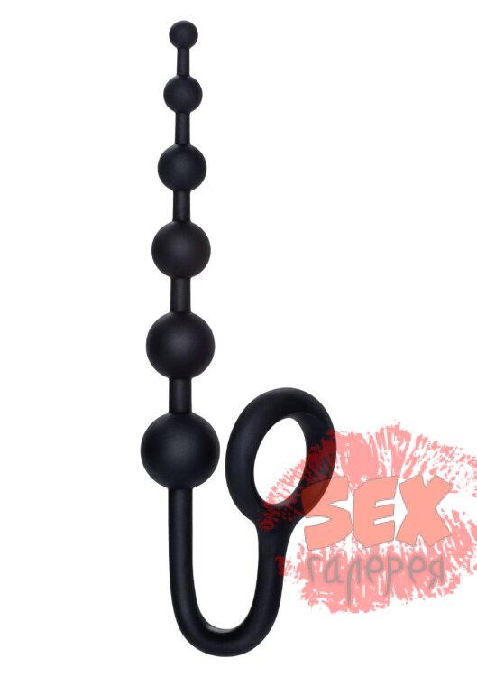 Чёрный анальный стимулятор с кольцом COLT BUDDY BALLS - 18,5 см.
