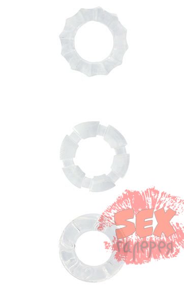 Набор из 3 прозрачных эрекционных колец MENZSTUFF STRETCHY COCK RINGS