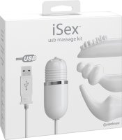 Белый вибромассажер с набором насадок USB MASSAGE KIT на проводе USB