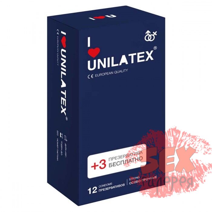 Ультрапрочные презервативы Unilatex Extra Strong - 12 шт. + 3 шт. в подарок