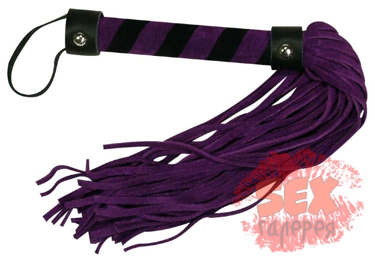 Фиолетовая замшевая плётка Bad Kitty Lila - 38 см.