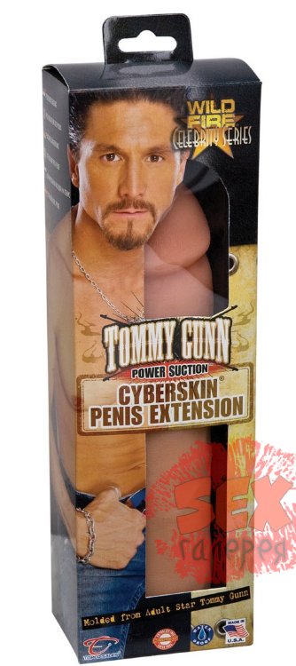 Реалистичная насадка-удлинитель Wildfire Celebrity Series Tommy Gunn Power Suction CyberSkin Penis Extension - 22 см.