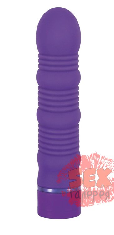 Фиолетовый ребристый вибромассажёр Maxx Power Vibe - 19 см.