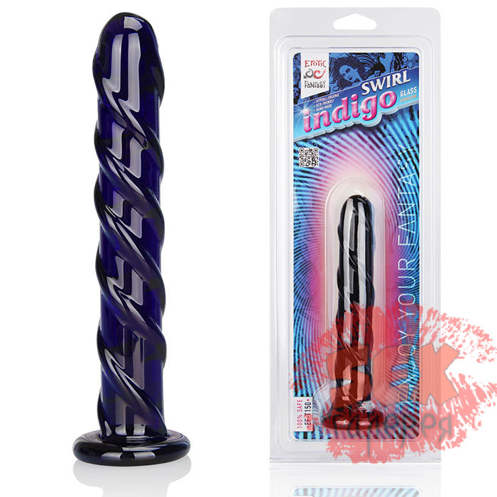 Фаллоимитатор цвета индиго Swirl Indigo - 17 см.