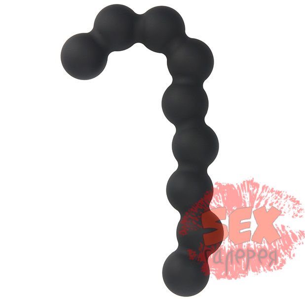 Чёрная анальная цепочка SEE YOU CANDY CANE ANAL BEADS - 13,1 см.