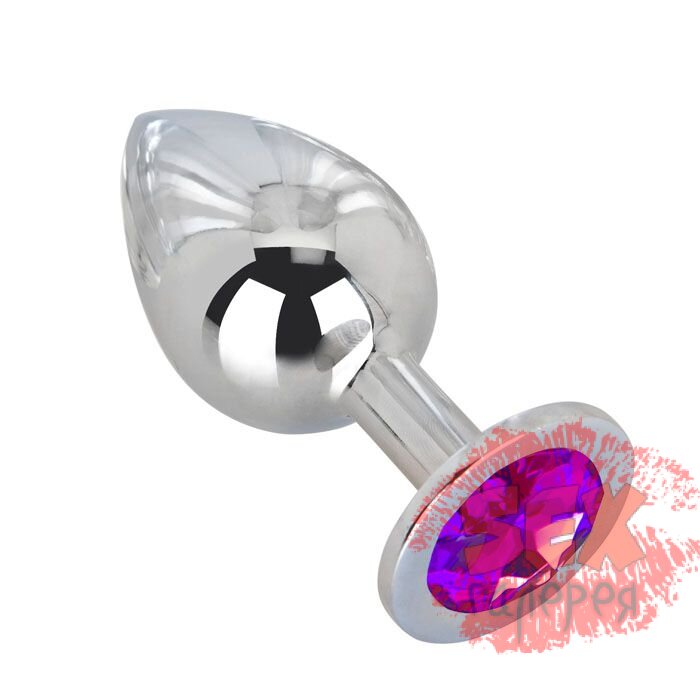 Большой плаг из стали с фиолетовым кристаллом Violet Dream - 9,5 см.