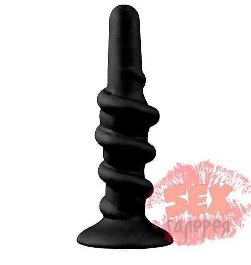 Анальная пробка со спиралью SHOVE UP 6INCH SILICONE BUTTPLUG BLACK - 15,2 см.